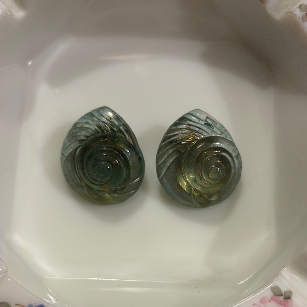 Vintage Swirl Glass Seashell Earrings